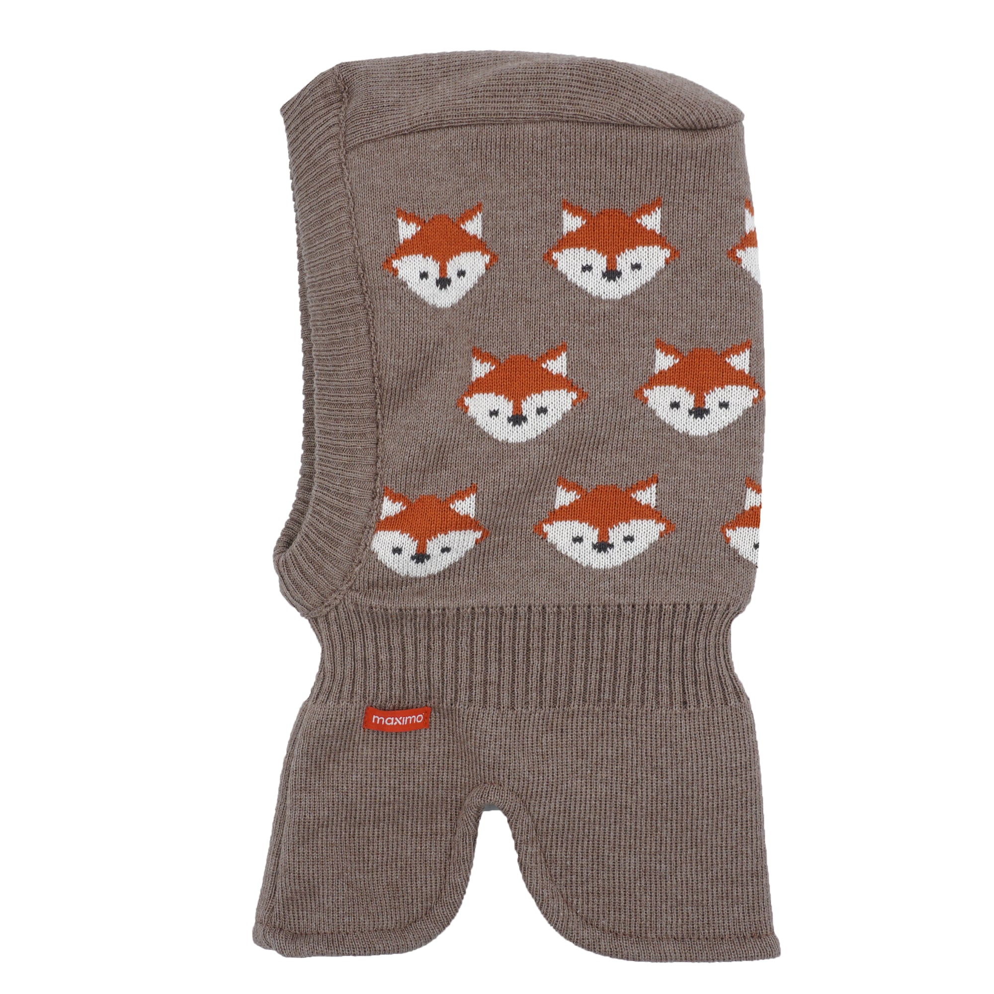 Schlupfmütze MAXIMO, Baby, Gr. 49, braun (braunmeliert), Strick, Baumwolle, gemustert, mehrfarbig, Mützen, Baumwolle, gefüttert, wärmend, doppelt gestrickt, ausgenähtes Halsteil Image