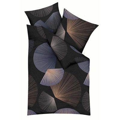 Bettwäsche KAEPPEL "Koya", schwarz, B/L: 135cm x 200cm, , Mako-Satin, B/L: 80cm x 80cm, Mako-Satin, Obermaterial: 100% Baumwolle, Bettwäsche, Hergestellt aus GOTS-zertifizierter Bio-Baumwolle Image