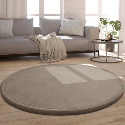 Teppich PACO HOME "Tatami 475", beige, H:24mm Ø:160cm, Polyester, Teppiche, Kurzflor, Uni Farben, mit Memory Foam, waschbar Image