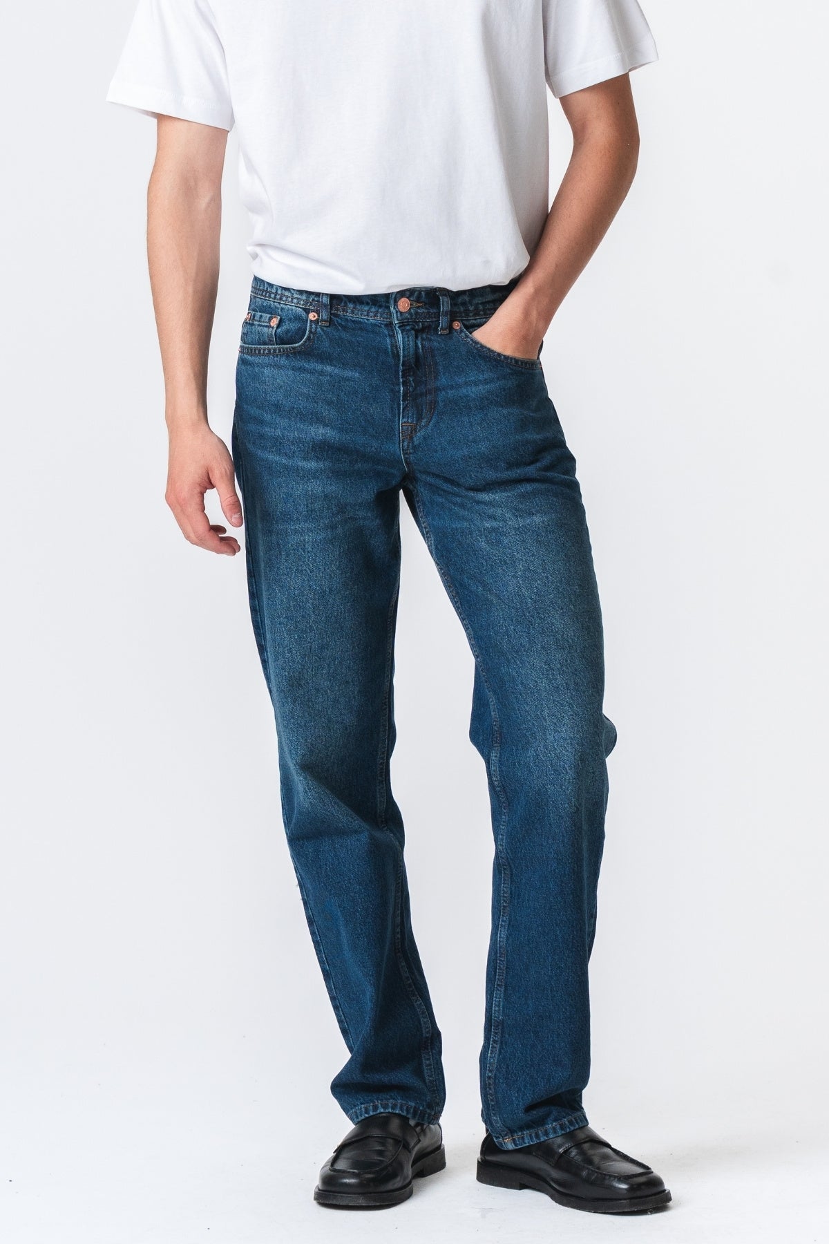 Relaxed Fit Jeans - Dunkelblauer Denim Image