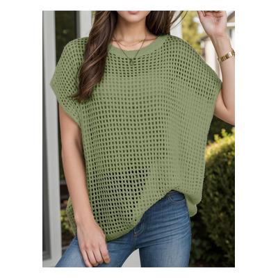 Durchbrochener Rundhalsausschnitt Kurzarm Cover-Up Image