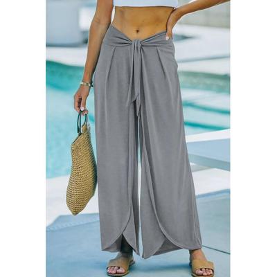 Entspannte Hose mit geknoteter Taille und geteiltem Bein Image