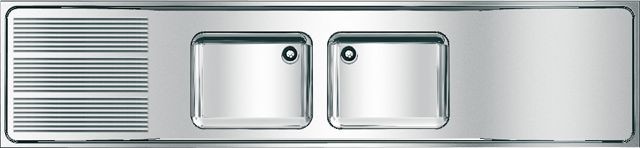 KWC Aquarotter Gewerbespüle, MAXIMA, Edelstahl, 2 Becken, 2600x432x600 mm, Tropfteil li, 2000057714 2000057714 Image