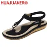 Sommer Frauen Sandalen Böhmen Casual Ethnische Schuhe Flip-Flops Weiche Wohnungen Frau Komfortable Plus Größe Keil Alias Zapatos Mujer
