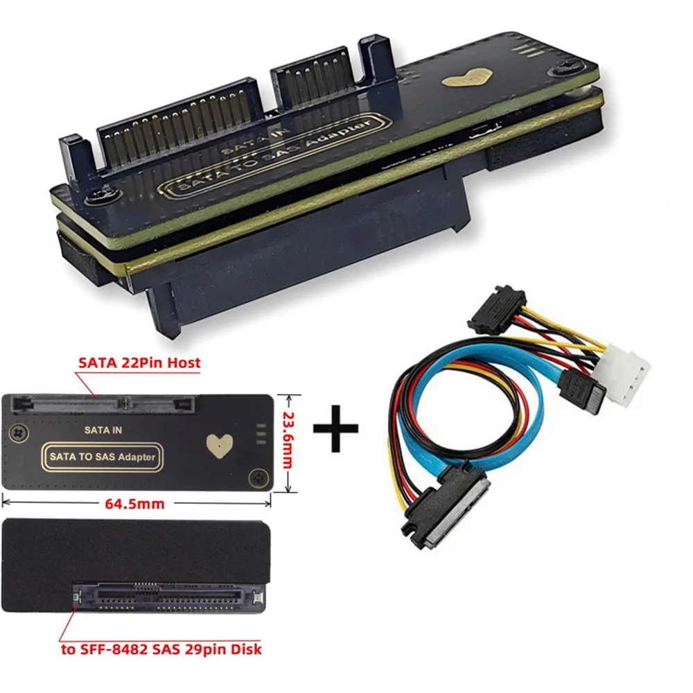 JoniSerl SFF-8482 Stecker SAS 29Pin auf 7+15 22Pin SATA Festplatte Raid Adapterkarte mit Netzanschluss und Chipsatz Image