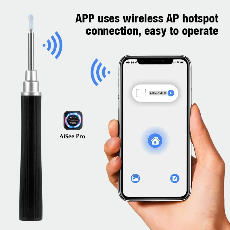 KERUI 5 MP kabelloser Ohrreiniger mit Kamera, 6 LED-Leuchten, Otoskop, Ohrenschmalz-Entfernungswerkzeug, Earpick für Android-IOS-Telefone Image