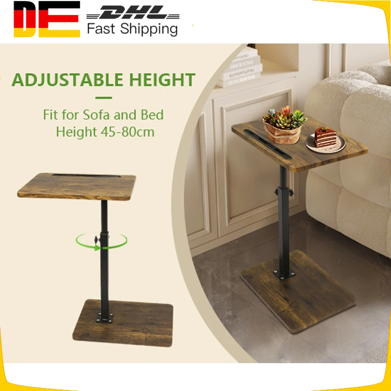 Verstellbarer C-förmiger Tisch, Couchtisch, Nachttisch, Aufbewahrungsregal, Sofa-Beistelltisch, Schwarz, praktisch für mobiles Zuhause, Wohnzimmertisch