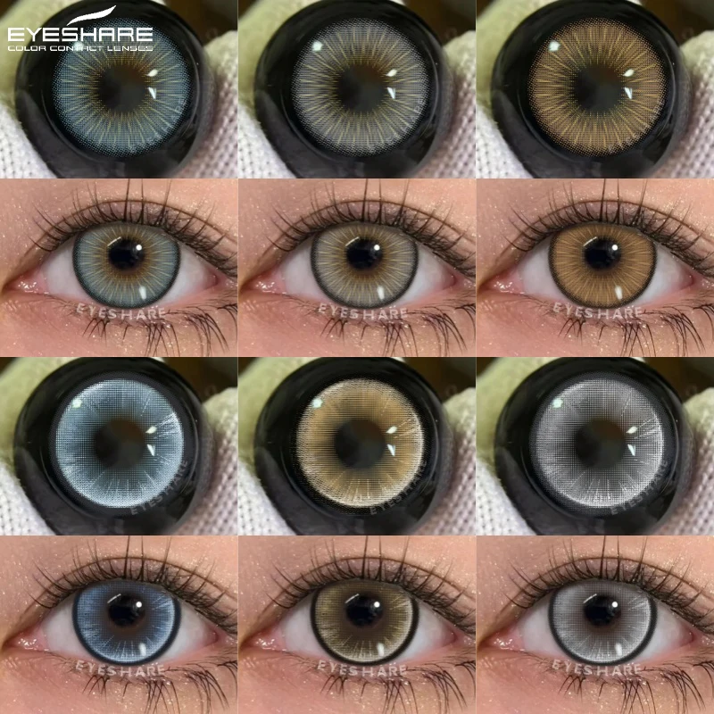 EYESHARE 1 Paar farbige Kontaktlinsen für Augen, natürliche braune Linsen, Schönheit, Mode, blaue Linsen, graue Augenkontaktlinsen, jährlich, Einweg Image