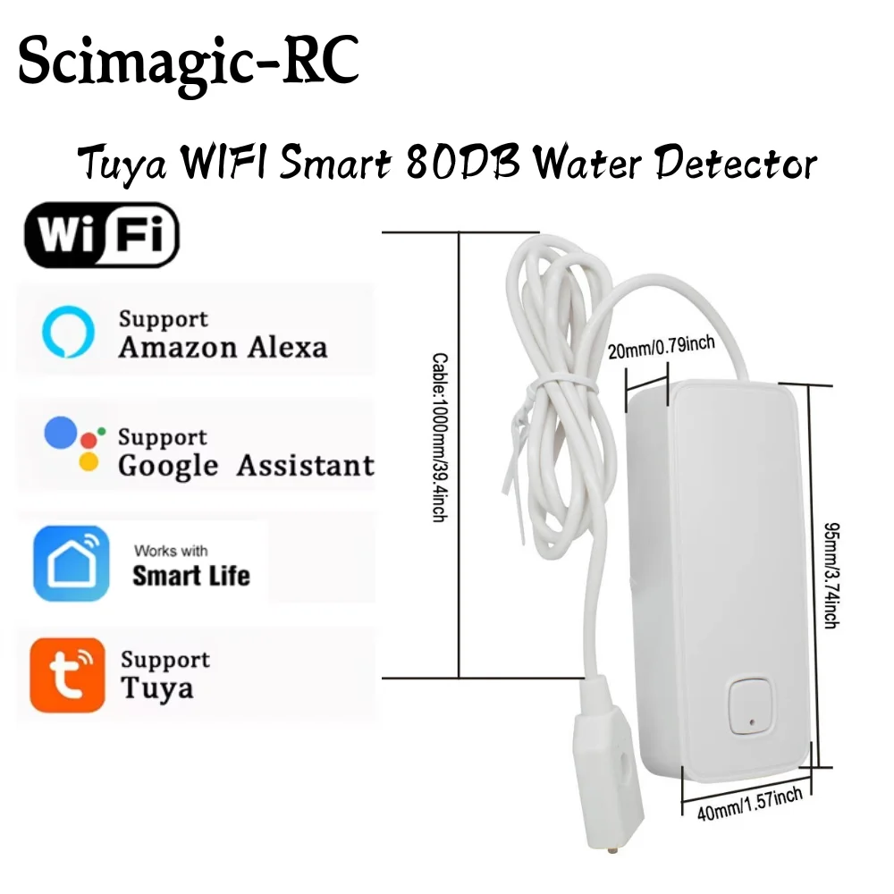Tuya WiFi Smart Wasser Leck Sensor APP Remote Monitor 80dB Sound Alarm System Wasser Überlauf Niveau Detektor Image