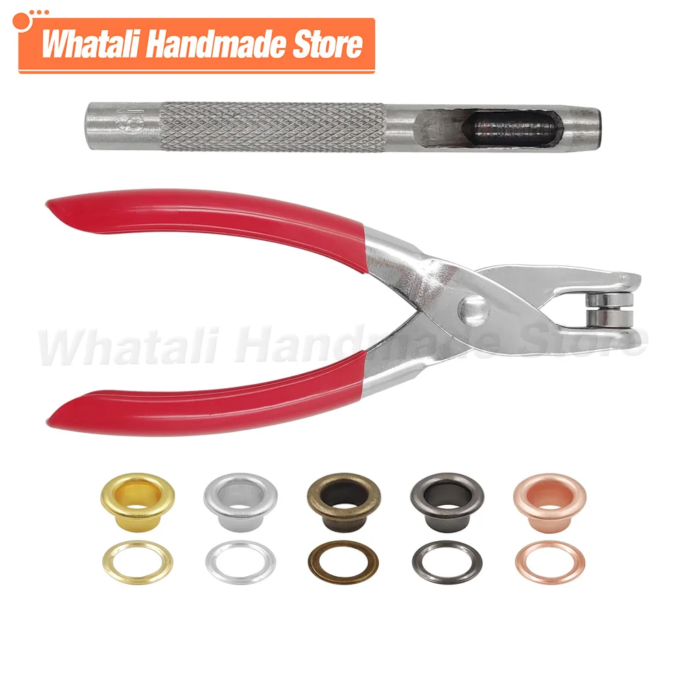 1 Set Ösen-Ösen-Zangen-Set, Ösen-Loch-Zangen-Set mit 100 Sets Metallösen, Ösen-Werkzeug-Set für DIY-Lederhandwerk Image