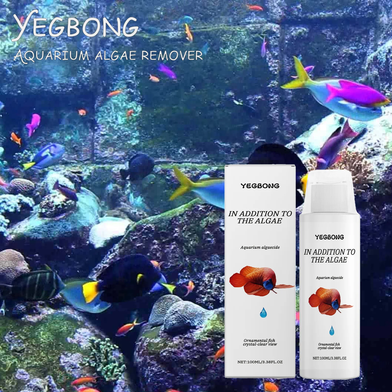 100 ml Aquarium-Algenentferner, Wasserreiniger für Aquarien, Algenentferner, Moosentferner, Algenentferner für Aquarien Image