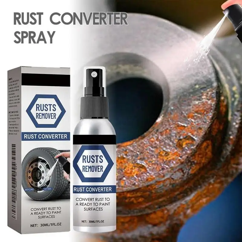 30 ml Rostfleckenentferner, leistungsstarkes Rostentfernungsspray, schnell trocknendes Metall, anlaufender Reiniger, sauberes, poliertes Vibrationsspray für Autoreifen, Rost Image