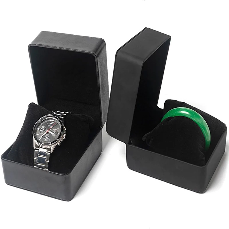 Einzelne Uhr Geschenkbox mit Kissen PU Leder Armbanduhr Vitrine Organizer für Männer Clamshell PU Leder Uhrenabdeckung Image
