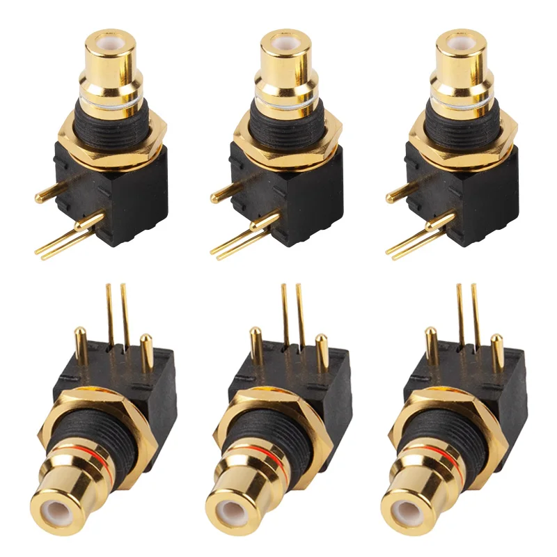 4PCS Neue Kupfer Vergoldet RCA Terminal Weibliche JackPCB Buchse Stecker Rechten Winkel für DAC DecoderDigital Koaxial Eingang/ ausgang Image