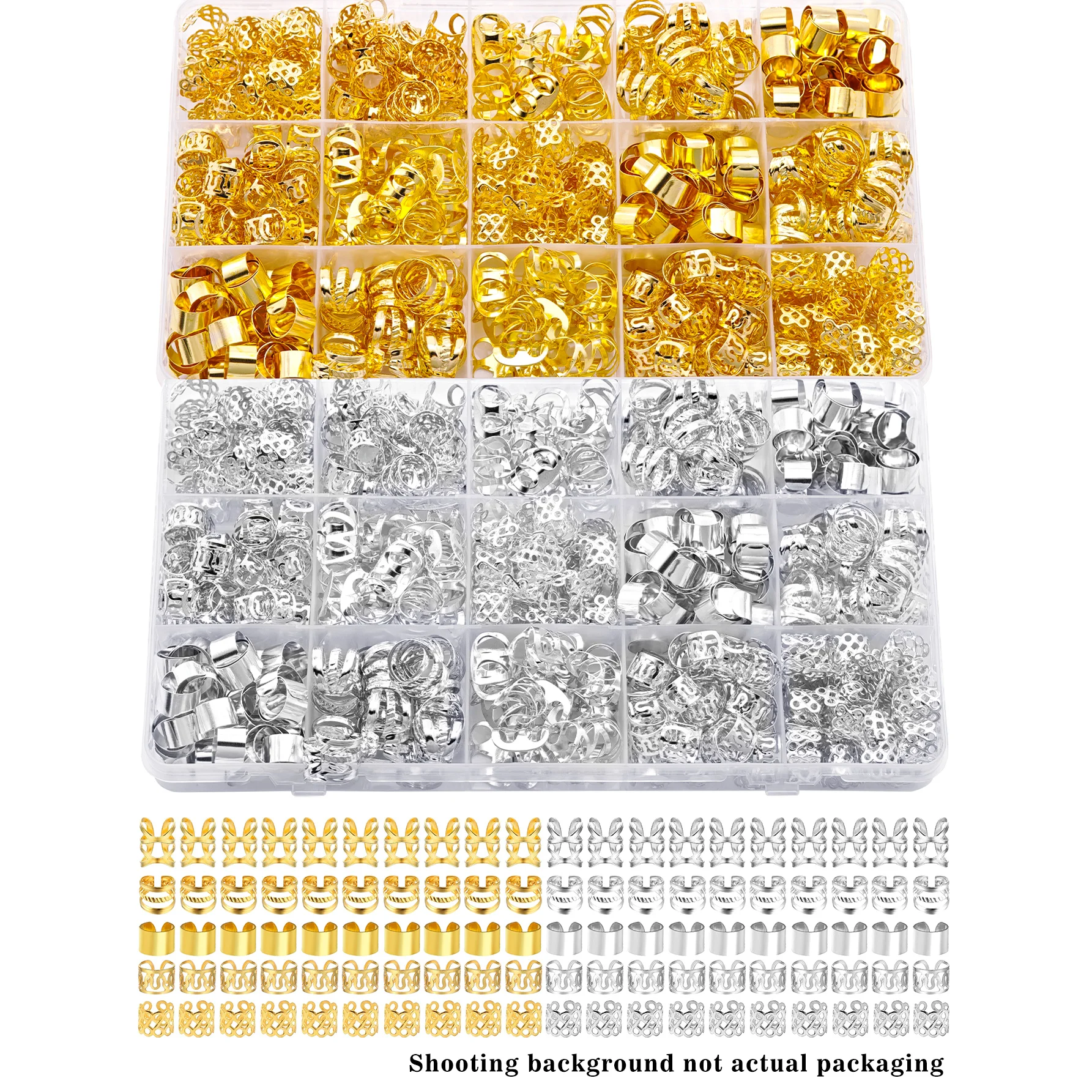 100PCS Legierung Haar Schmuck für Geflecht Dreadlock Zubehör Metall Geflecht Clip Haar Clip Locs Schmuck für Frauen Männer Haar zubehör Image