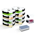Contenitore per alimenti in vetro premium da cucina da 8 pezzi da 640 ml con coperchio ermetico, contenitore per la preparazione dei pasti senza BPA (forno/forno a microonde/lavastoviglie) - Ideale