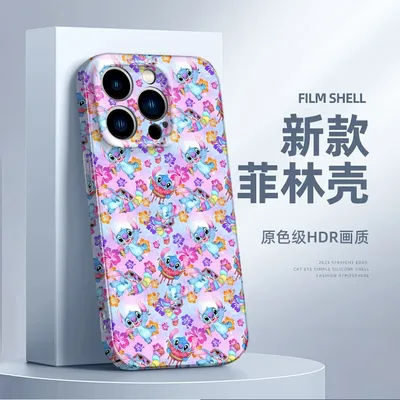 Stitch Anime Ohana For Apple iPhone 14 13 12 mini 11 8 7 X XR XS MAX Pro Plus Feilin Film Hard Luxury Phone Case Coque Capa