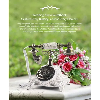 Retro classic recording message board phone, classic style phone, retro old design, wedding recording phone