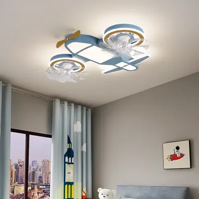 Modern LED Aircraft Ceiling Light Cartoon Remote Control Fan Lamp Room Lights Children's Room Bedroom Lamp Gift Light Children