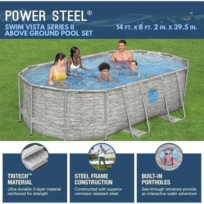 Above Ground Outdoor Swimming Pool Set with 530 GPH Filter Pump, Ladder, and Pools Cover,Outdoor Swimming Pool