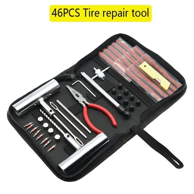 Car Tire Repair Tool Sets 24/46/62PCS Tire Repair Kit Studding Tool Auto Bike Tire Repair Puncture Plug Garage Car Accessories