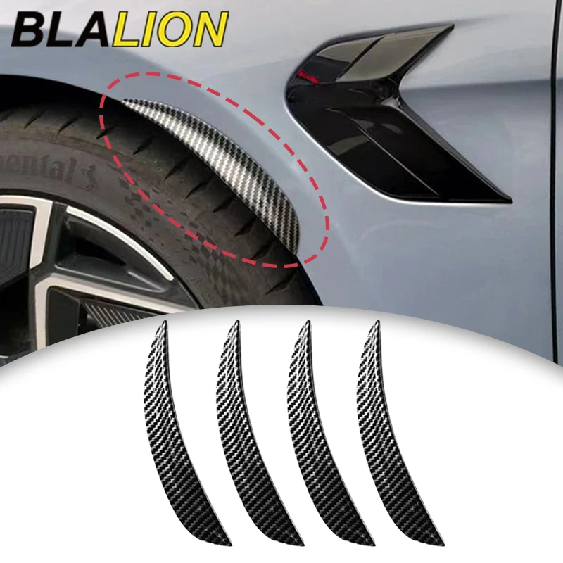 BLALION 4 Pz/set Ruota Auto Sopracciglio Arco Trim Fender Laterale Flare Strip Universale Curvo Anti-Graffio Ruote Lip Strip Adesivo Per Auto