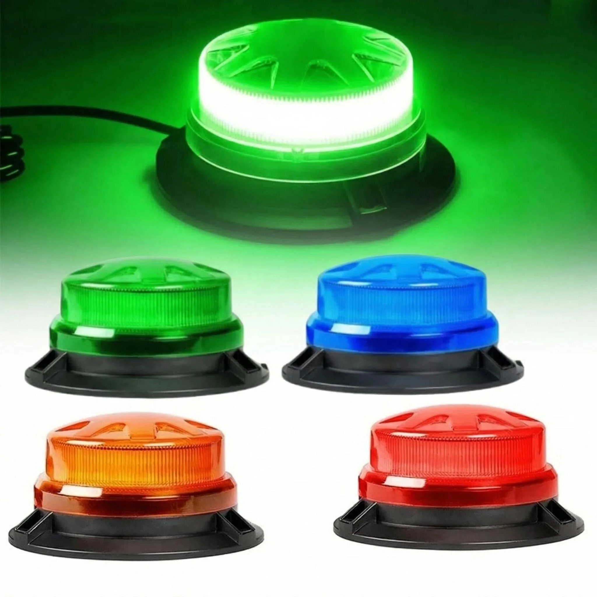 Luce di Emergenza a 24 LED con Magnete per Tetto Auto, Luce Lampeggiante Stroboscopica per Sicurezza Stradale 12V/24V, Luce di Emergenza Ambra Blu Verde