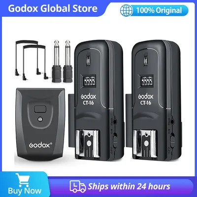 Godox CT-16 16 Channels Wireless Radio Flash Trigger Transmitter + 2x Receiver Set for Canon Nikon Pentax Studio Speedlite Flash