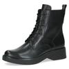 Schnürboots CAPRICE, Damen, Gr. 39, schwarz, Leder, klassisch, Schuhe, Blockabsatz, Schnürstiefelette, Businessstiefelette mit Ziernähten