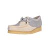 Schnürschuh CLARKS "Wallabee", Damen, Gr. 38, blau (hellblau), Leder, casual, Schuhe, im kultigen Wildlederdesign mit texturiertem Touch