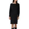 Strickkleid S.OLIVER, Damen, Gr. 42, N-Gr, schwarz, Feinstrick, Obermaterial: 72% Viskose, 28% Polyester, unifarben, casual, gerade kniefrei, U-Boot-Ausschnitt, Langarm, Kleider, mit U-Boot-Ausschnitt