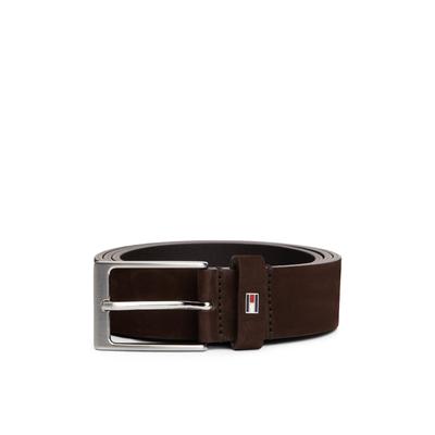 Ledergürtel TOMMY HILFIGER "LAYTON NUBUCK", Damen, Gr. 95, braun (testa di moro), Web, Rindsleder, unifarben, casual, Gürtel, Größenverstellbar Image