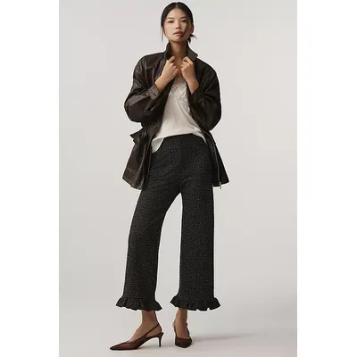 The Colette Crop Tweed Ruffle-Hem Trousers by Maeve
