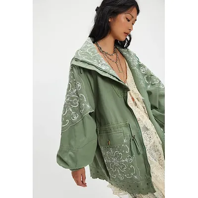 Bali Until Dawn Jacket at Free People in Oil Green, Size: XL