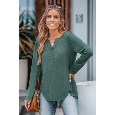 Slub Knit Long Sleeve Henley Tee