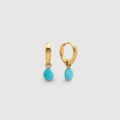 Gold Nura Gemstone Huggie Earrings Turquoise
