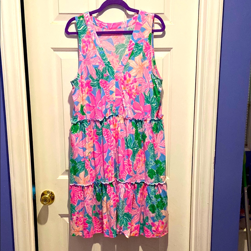 Lilly Pulitzer Dresses | Lilly Pulitzer Lorina Dress Xlarge Euc/ Like New In “Multi Tiger’s Lair” | Color: Green/Pink | Size: Xl