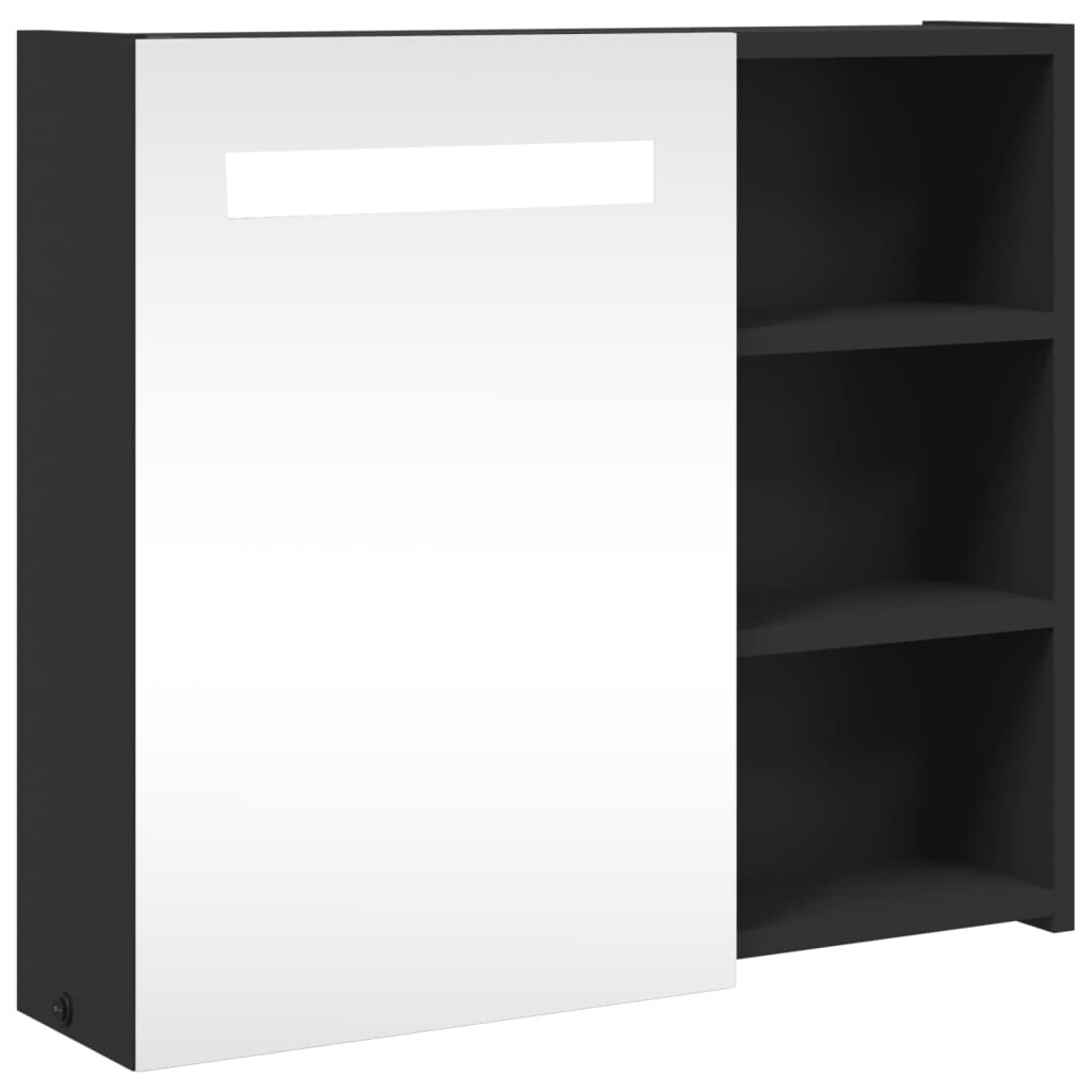 vidaXL Spiegelschrank mit LED-Beleuchtung Schwarz 60x13x52 cm Image