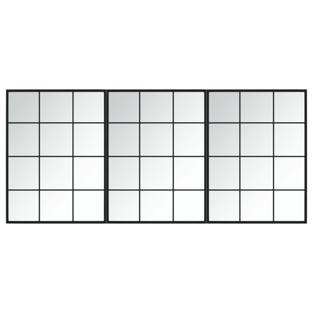 vidaXL Wandspiegel 3 Stk. Schwarz 80x60 cm Metall Image