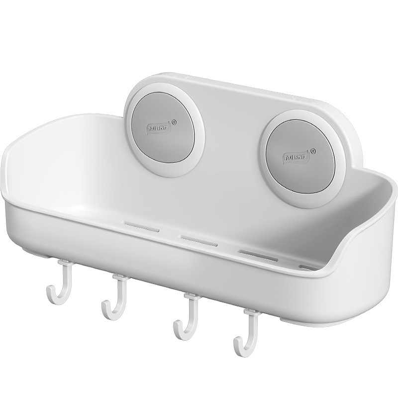 TAILI Shower Caddy Suction Cup Shower Shelf, Waterproof Vacuum Shower Caddy with Hooks, Bathroom Shower Basket Wall Mounted Shower Organizer for Shampoo, Body Wash, Conditioner, Soap