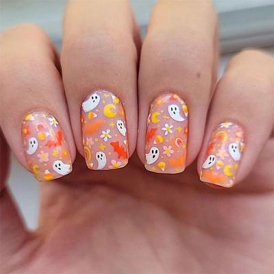 24 Pcs Halloween Press on Nails Long Stiletto Fake Nails Red Black Gradient False Nails with 3D Design Goth Acrylic Nails Press ons Halloween Glue on Nails Full Cover Reusable Stick on Nails for Women