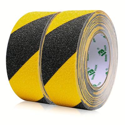 Anti-Slip Waterproof Tape - Extra Strong Grip for Stairs, Bathrooms, Pools Office - Durable Yellow Black Safety Tape with 80 Mesh High Traction Grit