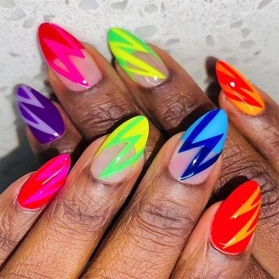 24 Pcs Halloween Press on Nails Long Stiletto Fake Nails Red Black Gradient False Nails with 3D Design Goth Acrylic Nails Press ons Halloween Glue on Nails Full Cover Reusable Stick on Nails for Women