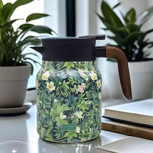 Thermos da tè con motivo floreale vintage, teiera isolata in acciaio inossidabile 316, grande capacità, bollitore per acqua calda con separazione del tè, design semplice per uso domestico, bollitore termico