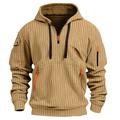 Per uomo Felpa con cappuccio Velluto a coste Felpa con cappuccio e zip corta Felpa con cappuccio tattica Nero Bianco Rosso Blu Cachi Con Cappuccio Semplice Cerniera Sport Outdoor Casuale Quotidiano