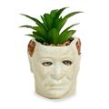 vasi per piante con teste spaventose, vasi per piante grasse con piccoli fiori e viso, vasi con foro di drenaggio per interni ed esterni, decorazioni per Halloween, resina