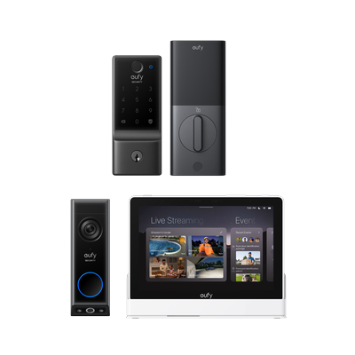 eufy Smart Lock E30 + Video Doorbell E340 (Battery Powered) + Smart Display E10 White