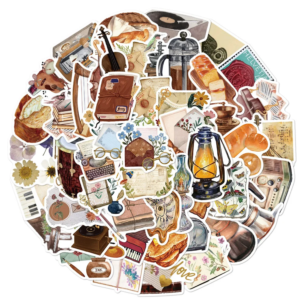 50 Stück Vintage-Aufkleber, ästhetische Aufkleber für Scrapbook, Journaling, Wasserflaschen, Laptop, Scrapbooking-Zubehör-Set, wasserfest Image