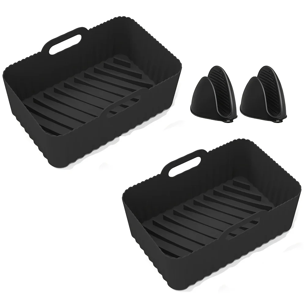Silikon-Luftfritteuse-Einlagen für Ninja Foodi Air Fryer AF300UK, 2 Stück Ninja Foodi Dual Zone Air Fryer Zubehör, wiederverwendbares Silikon Image