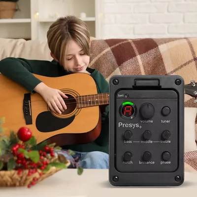 201 Piezo-Tonabnehmer Onboard-Vorverstärkersystem 4-Band-Tonabnehmer für Akustikgitarre EQ Tuner Akustikgitarren-Vorverstärker für Fishman Presys+